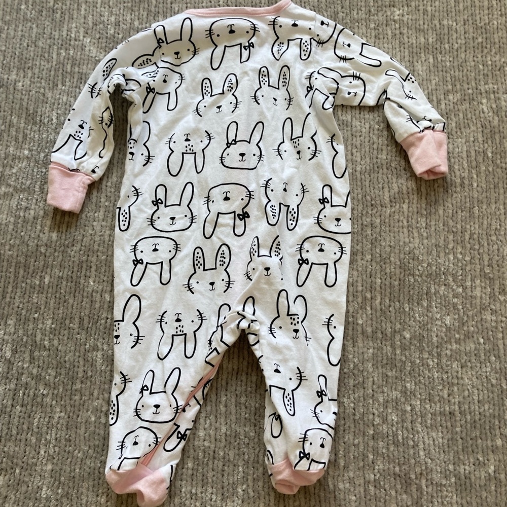 Gerber Bunny Footie Pajama Lot Newborn Spring Cotton Stripes Soft Sleeper - Picture 4 of 10